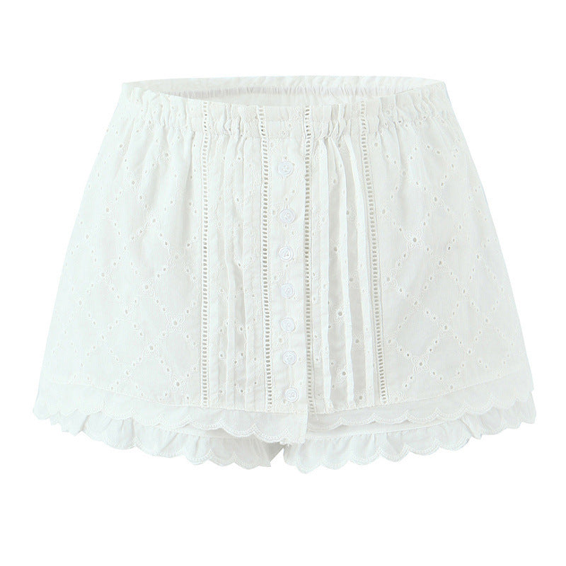 Cotton Embroidered Sleeveless Top Skirt Culottes