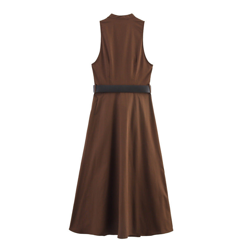 With Belt Midi Skirt Dress