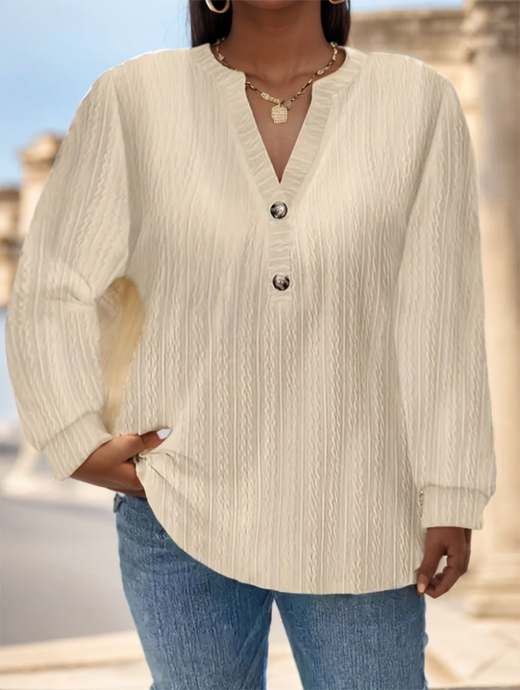Women's Solid Color Long Sleeved Shirt