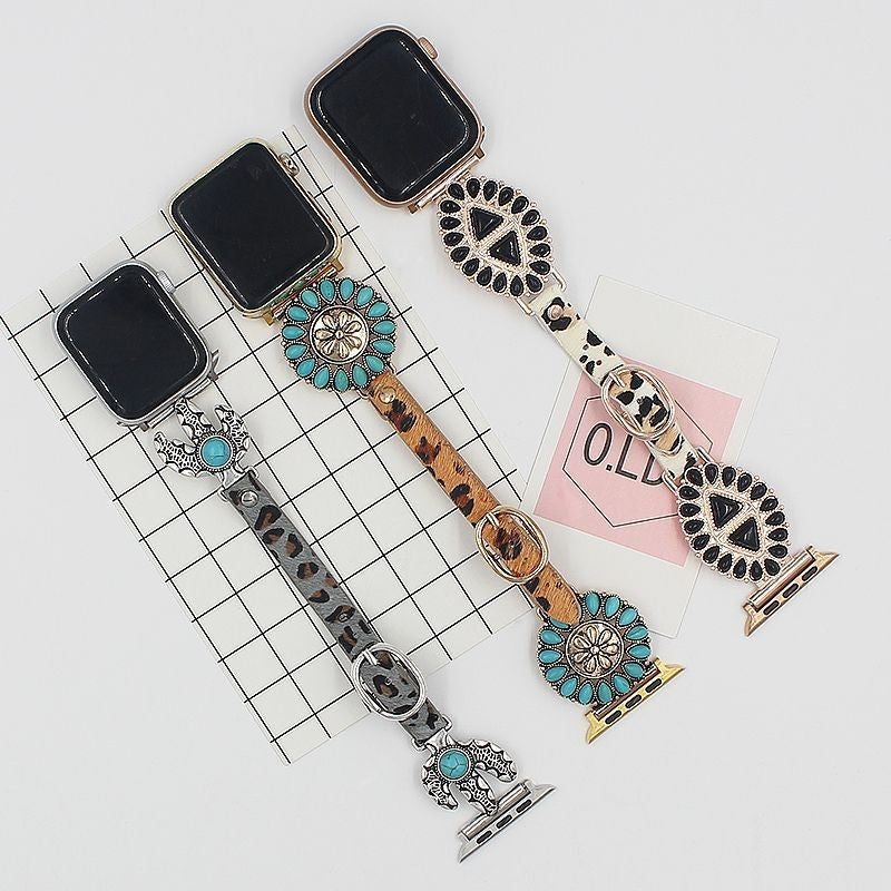 Leopard Print True Horsehair Watchband Multicolor