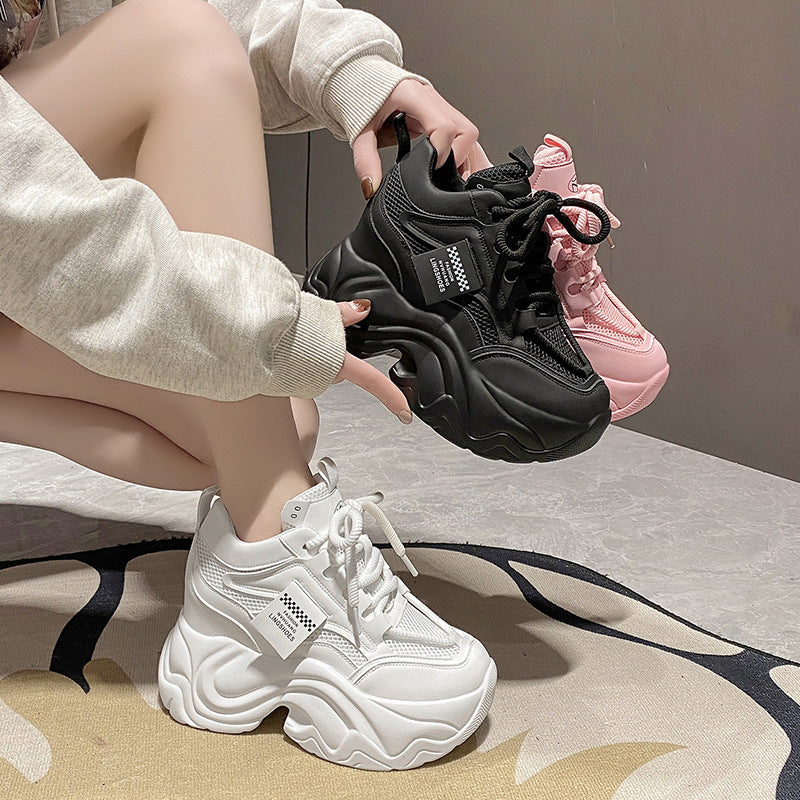 Platform Lace-up Fashion Solid Color Simple Casual Shoes