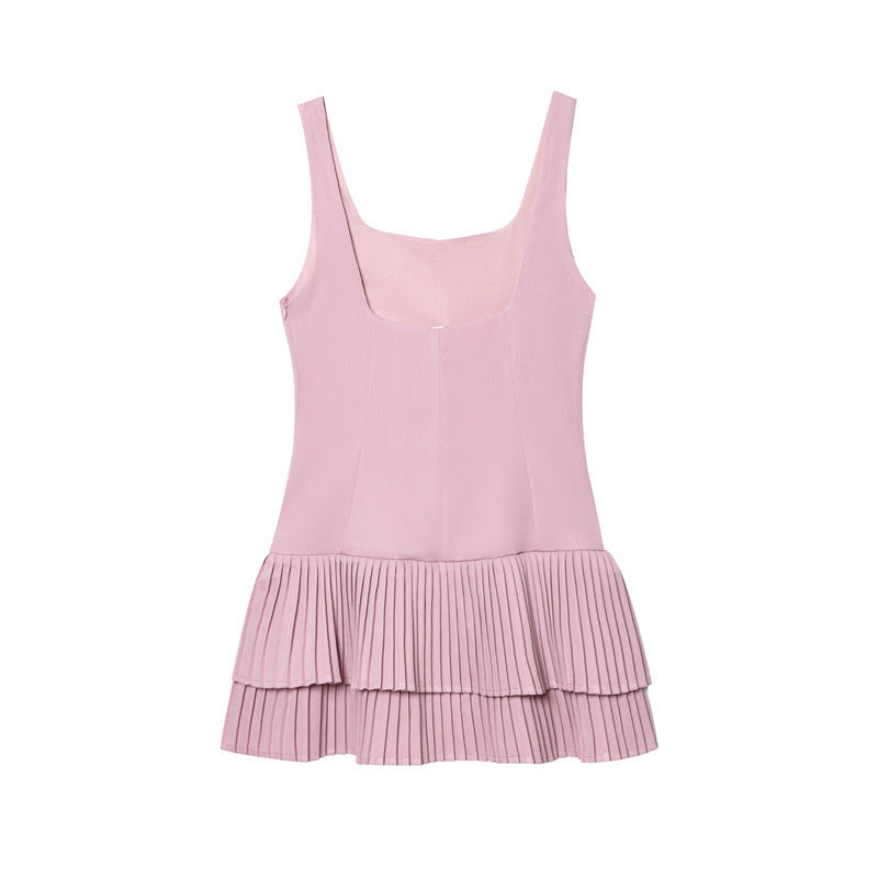 Multi-Color Wide Pleated Jumpsuit Dress