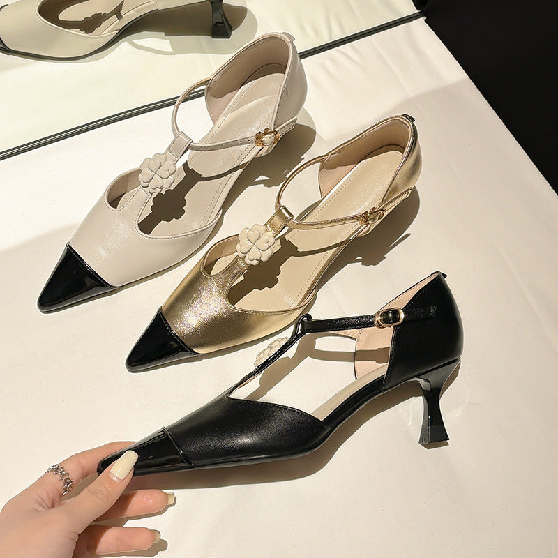 Women's Flower Stiletto Heel Pointed Toe Shallow Mouth Shoes
