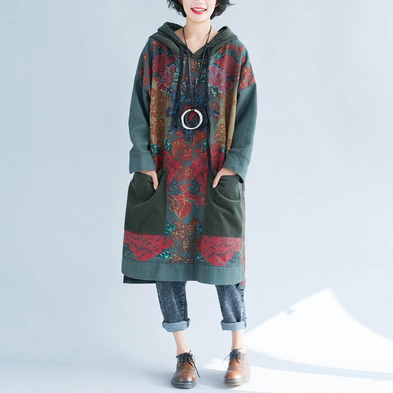 Sweater Ethnic Print Retro Distressed Dress