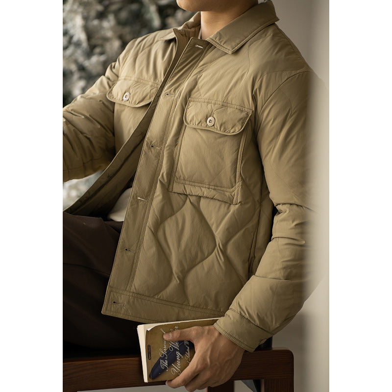 High Density Duck Down Seamless Lapel Down Jacket Men's Autumn And Winter New
