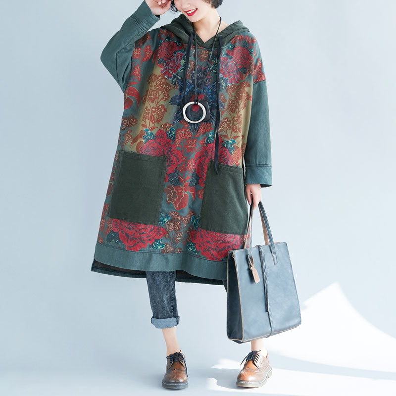 Sweater Ethnic Print Retro Distressed Dress