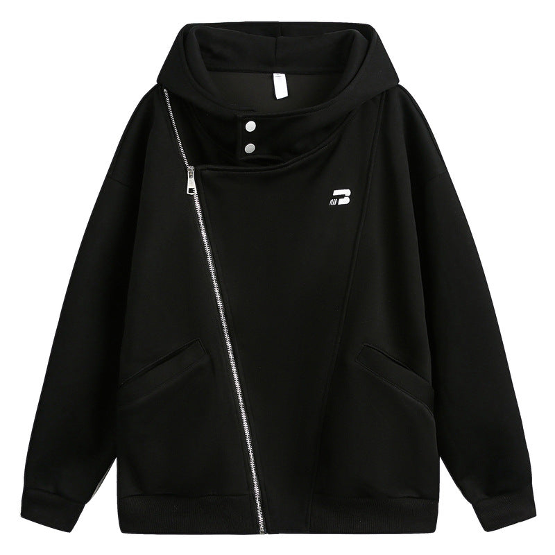 Irregular Zipper Hooded Sweater Spring Niche