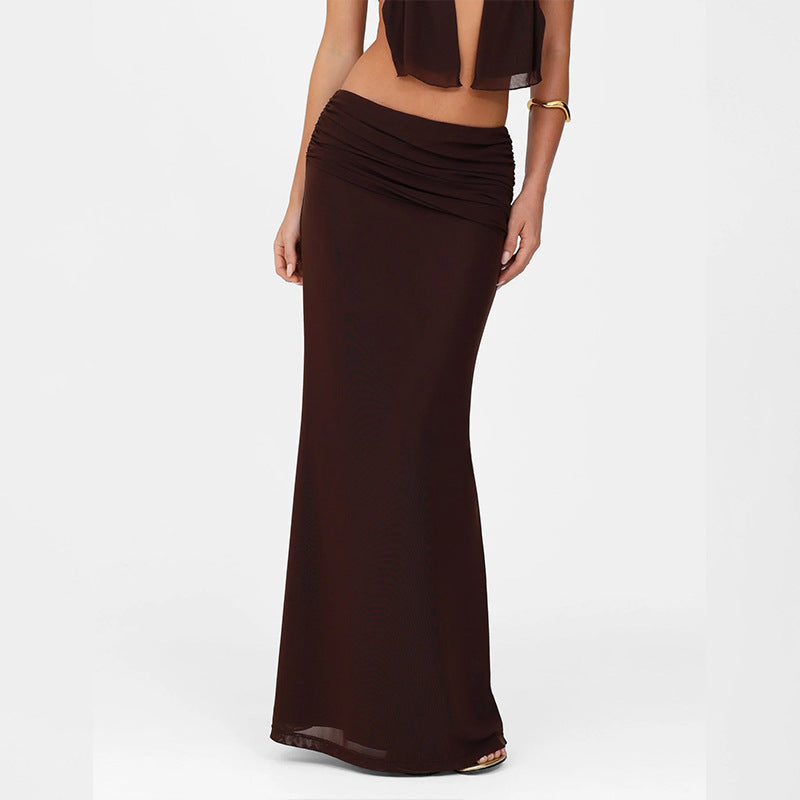 Halter Cut-out Tied Top High Waist Hip Skirt Suit