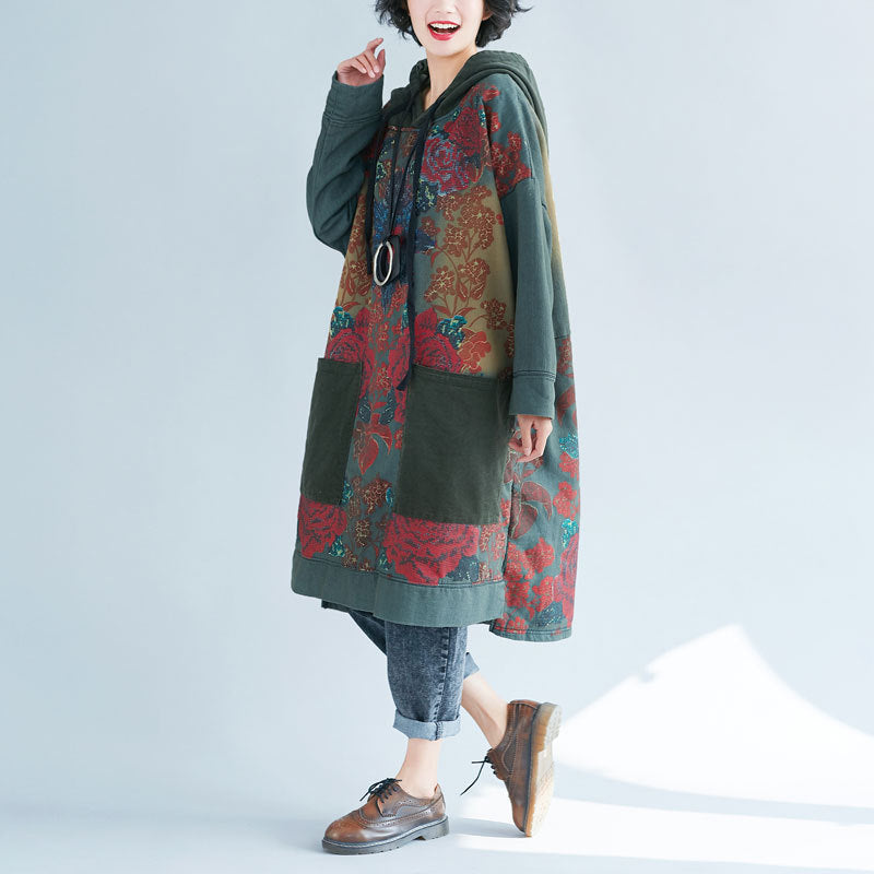 Sweater Ethnic Print Retro Distressed Dress