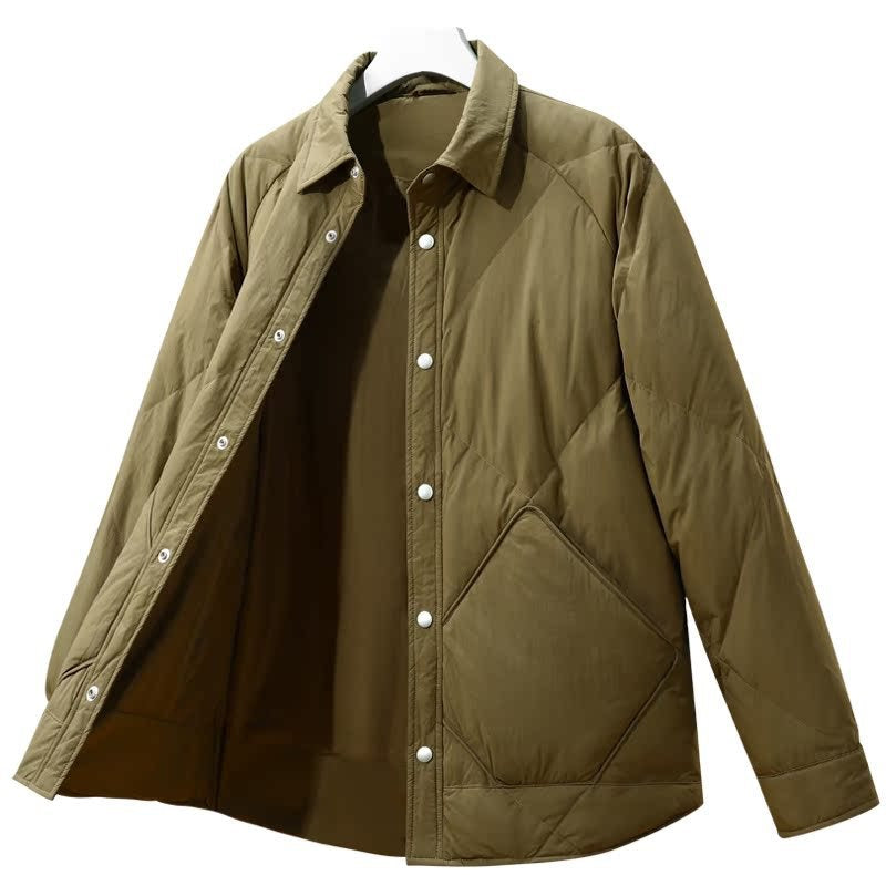 Shirt Collar Down Jacket Men's New Winter Rhombus Tooling