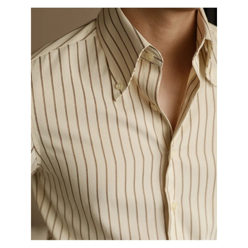 Men's Business Non-ironing Slim-fit Gentleman Versatile Fashion Pointed Buckle Collar Shirt