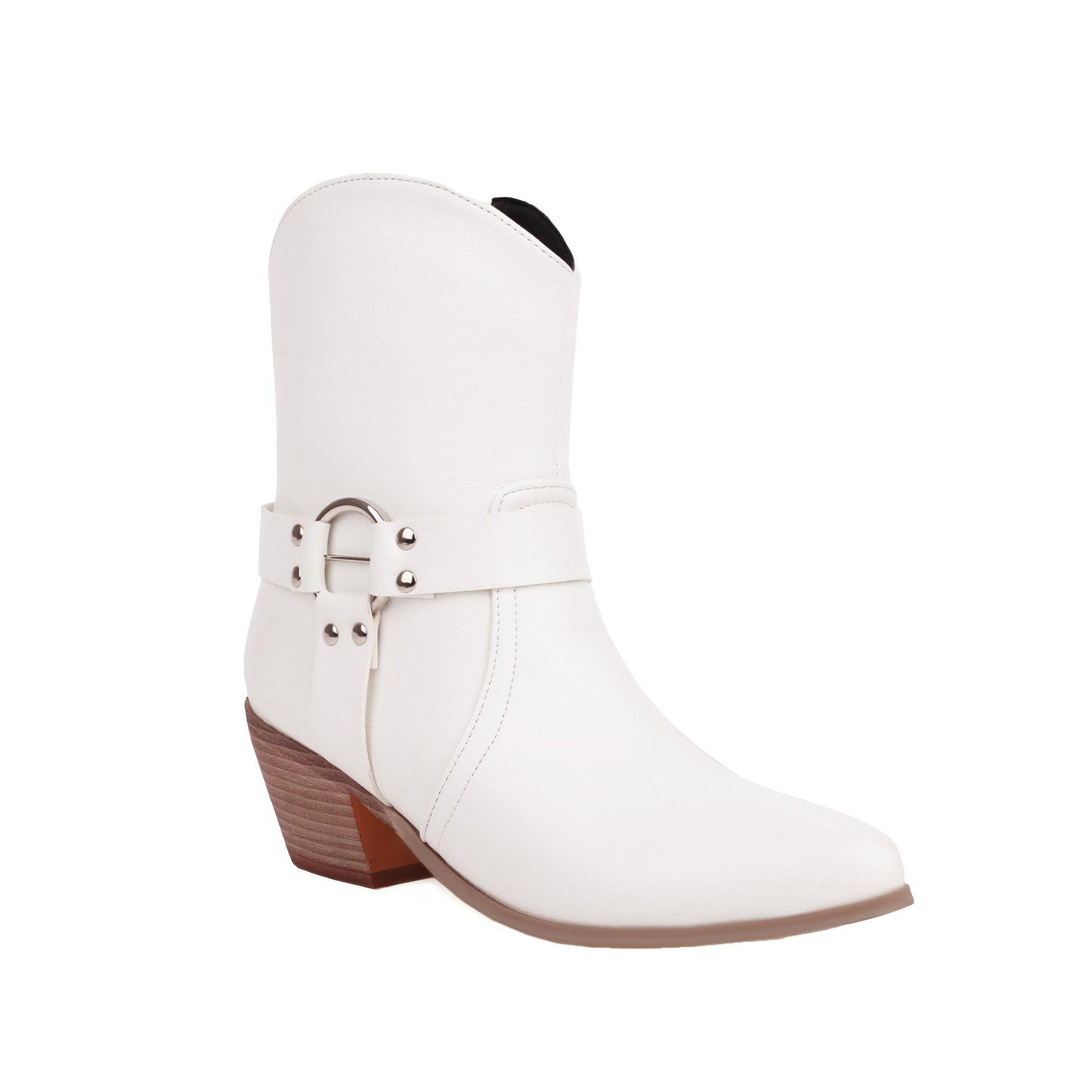Belt Buckle Chunky Heel Martin Booties