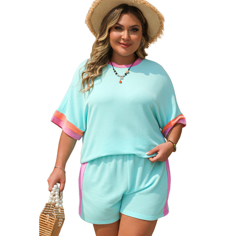 Plus Size Short-sleeved Two-piece Women's Fashion Trend