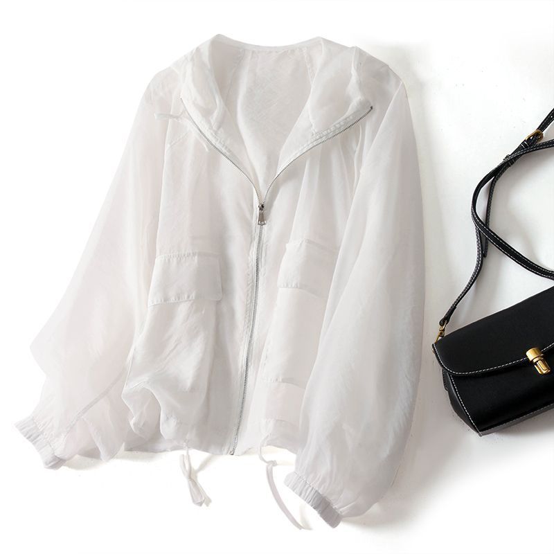 Lightweight Breathable Sun Protection Clothing Women's Spring Loose Top Trendy Hooded Drawstring Thin Coat
