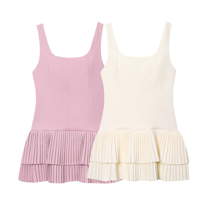 Multi-Color Wide Pleated Jumpsuit Dress
