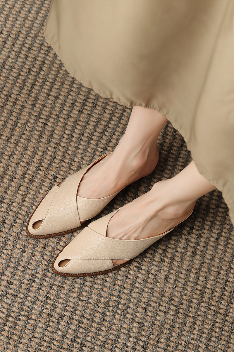 Chunky Heel Mid Heel Hollow-out High-grade Sense Closed-toe Slippers