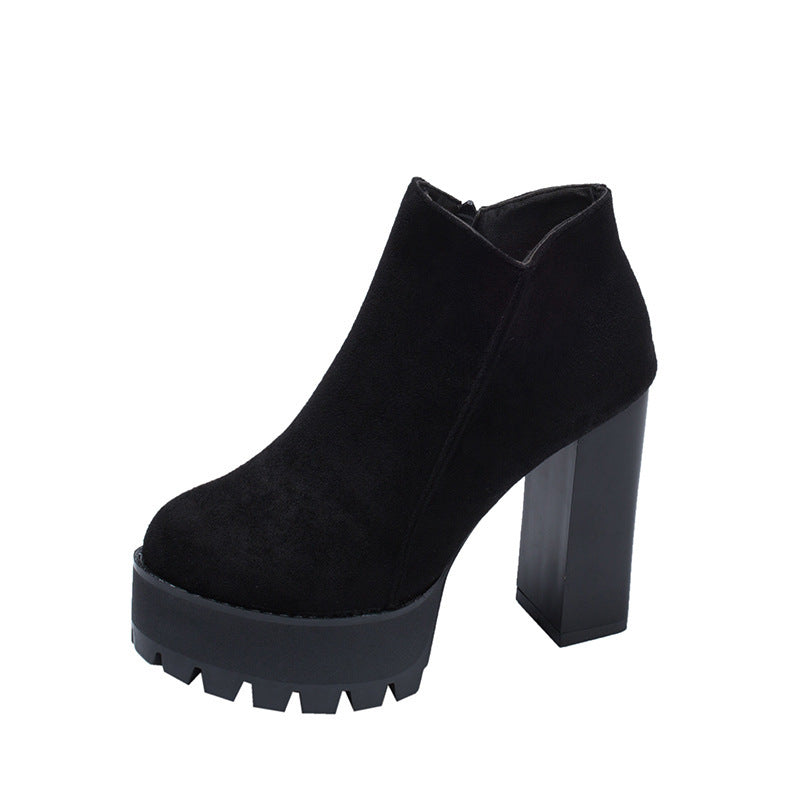 Thick Heel Fleece-lined Warm Short Boots