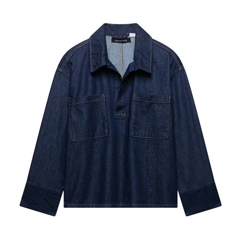 Autumn Leisure Loose Pullover Retro Denim Shirt