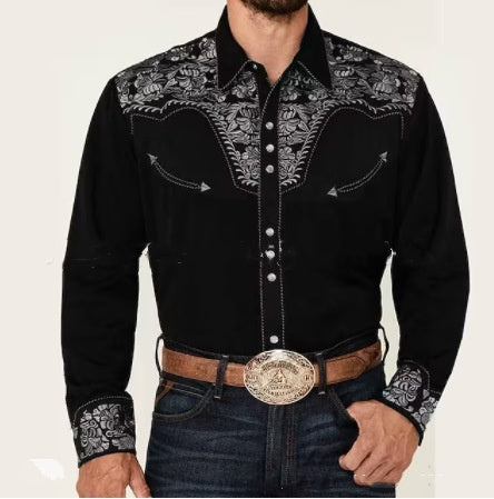 Retro Cardigan Lapel Men's Casual Printed Shirt
