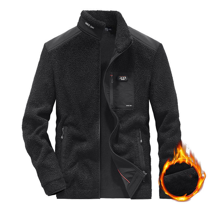 New Solid Color Warm Stand Collar Fleece Jacket