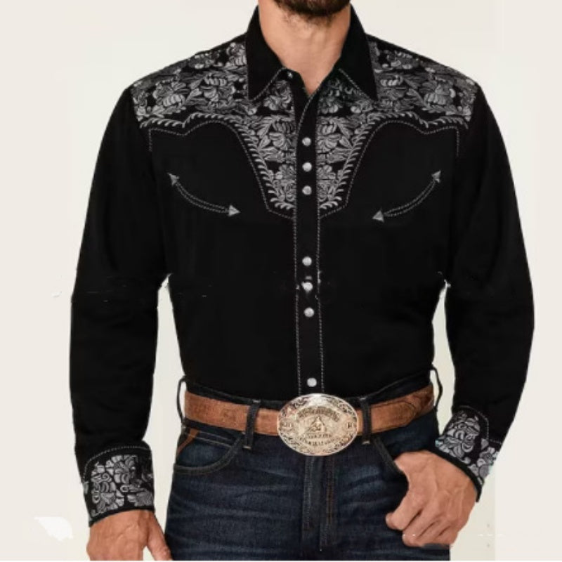 Retro Cardigan Lapel Men's Casual Printed Shirt