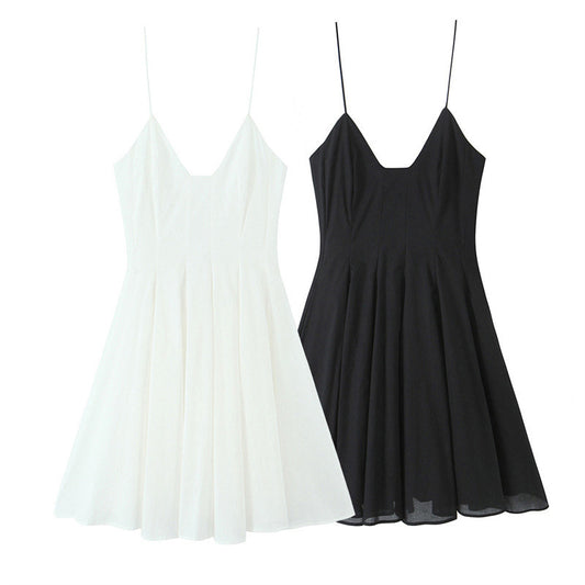 European And American Style Fashion Solid Color Poplin Short Dress