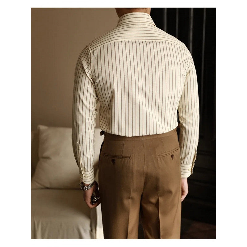 Men's Business Non-ironing Slim-fit Gentleman Versatile Fashion Pointed Buckle Collar Shirt