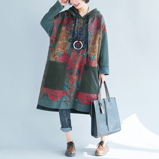 Sweater Ethnic Print Retro Distressed Dress