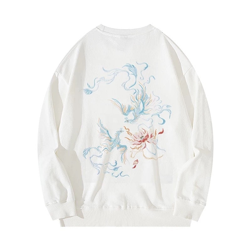 Men's Fleece Padded Coat Embroidered Shirt Round Neck