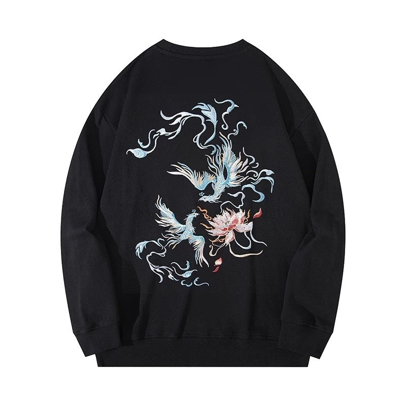 Men's Fleece Padded Coat Embroidered Shirt Round Neck